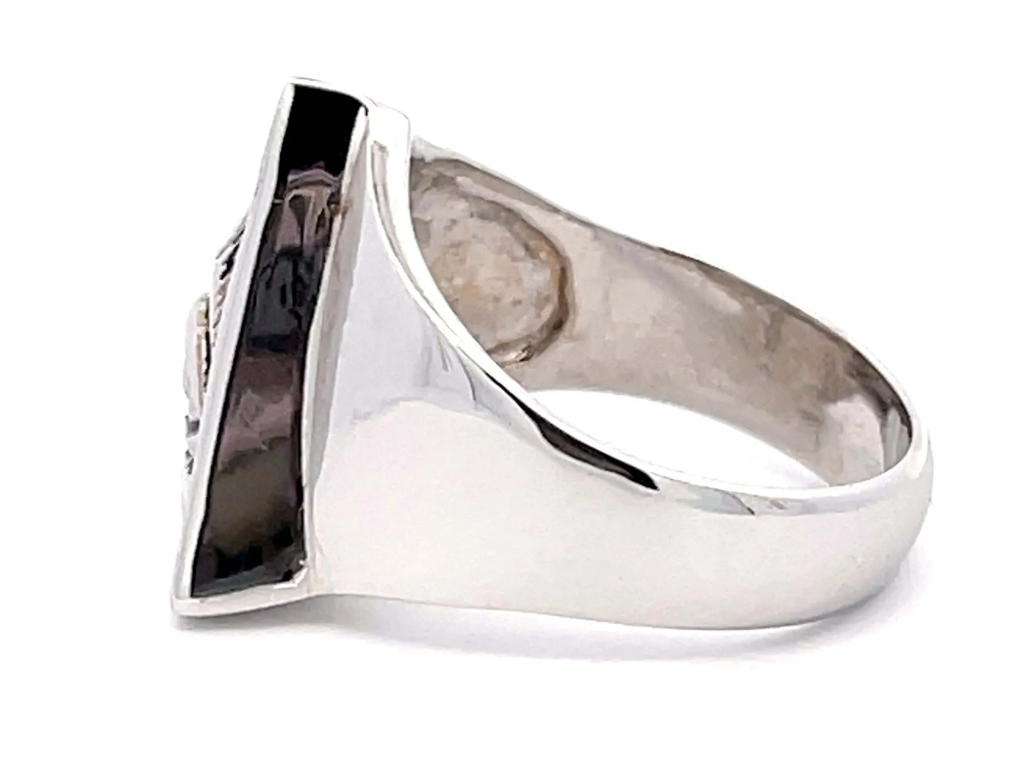 All Seeing Eye Triangle Ring in 18k White Gold