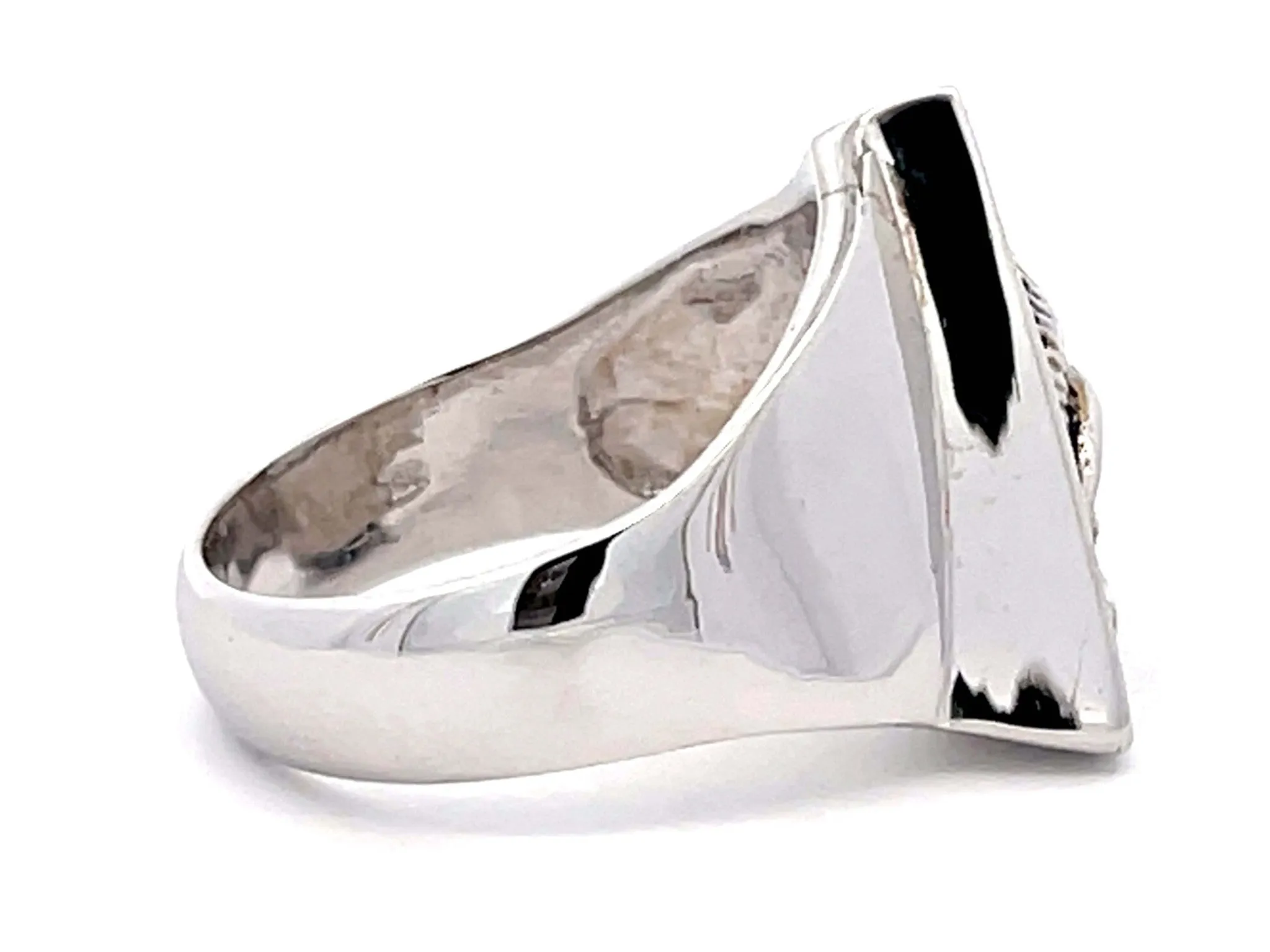 All Seeing Eye Triangle Ring in 18k White Gold