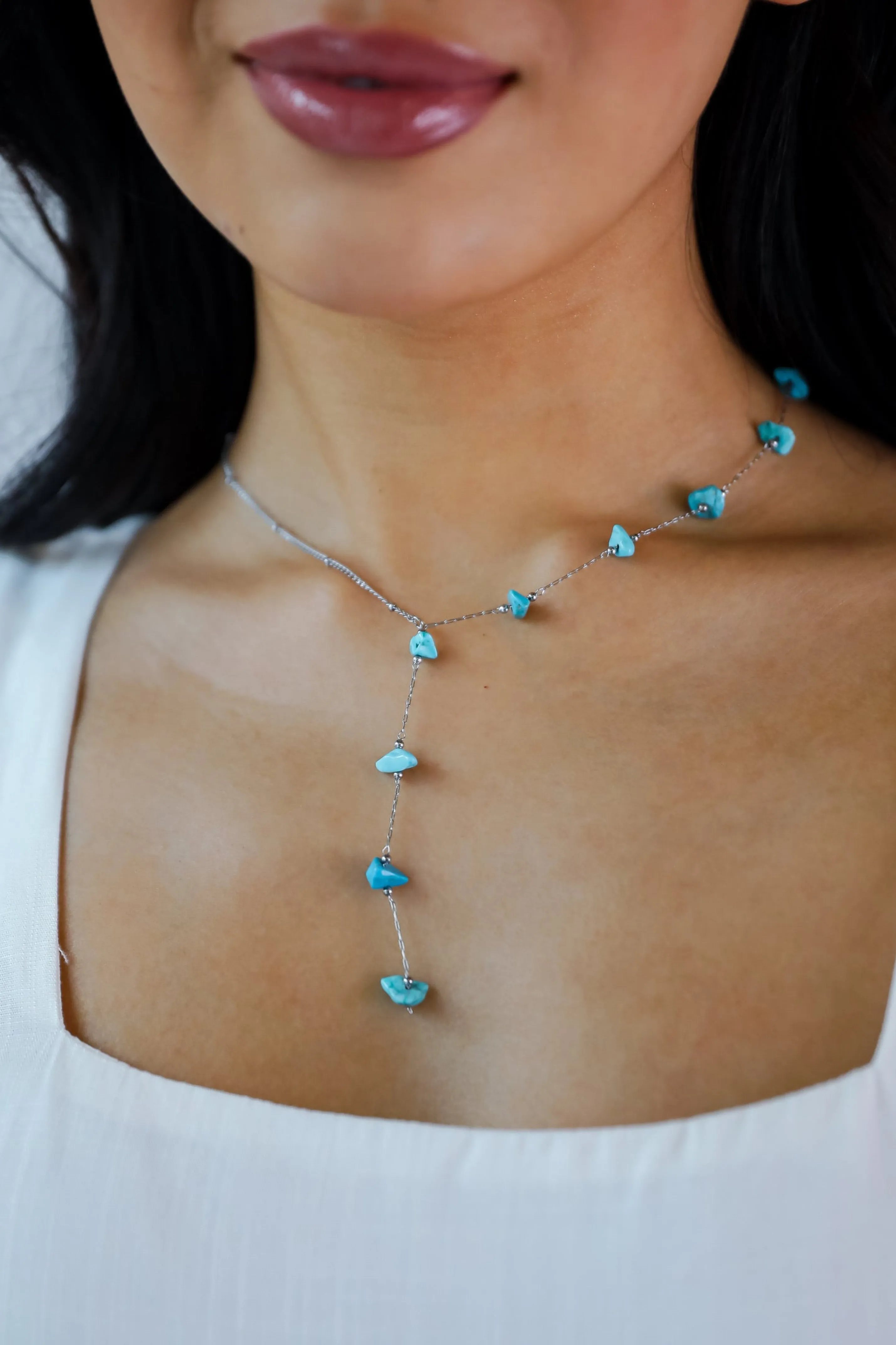 Allison Silver Stone Charm Necklace