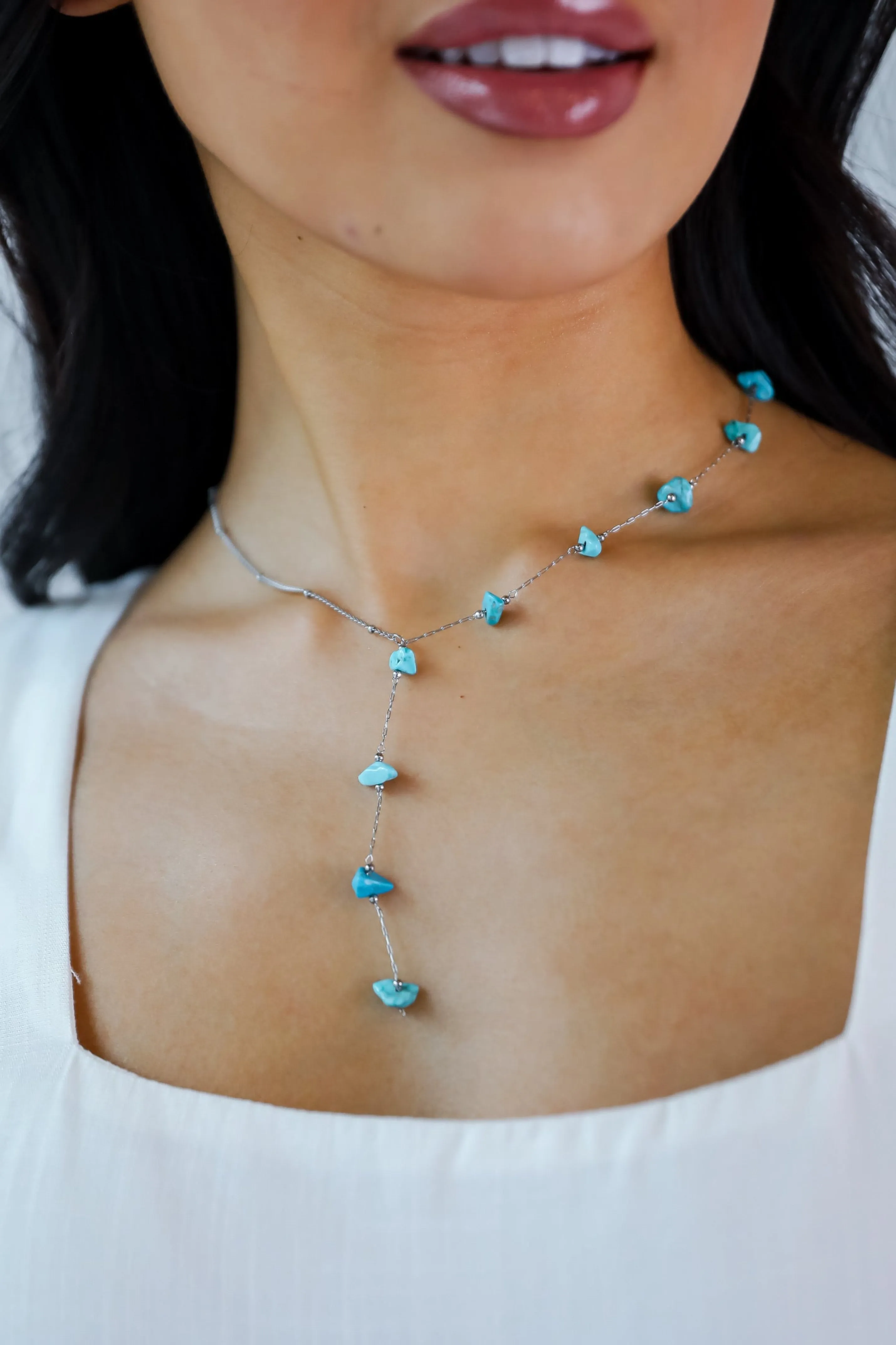 Allison Silver Stone Charm Necklace