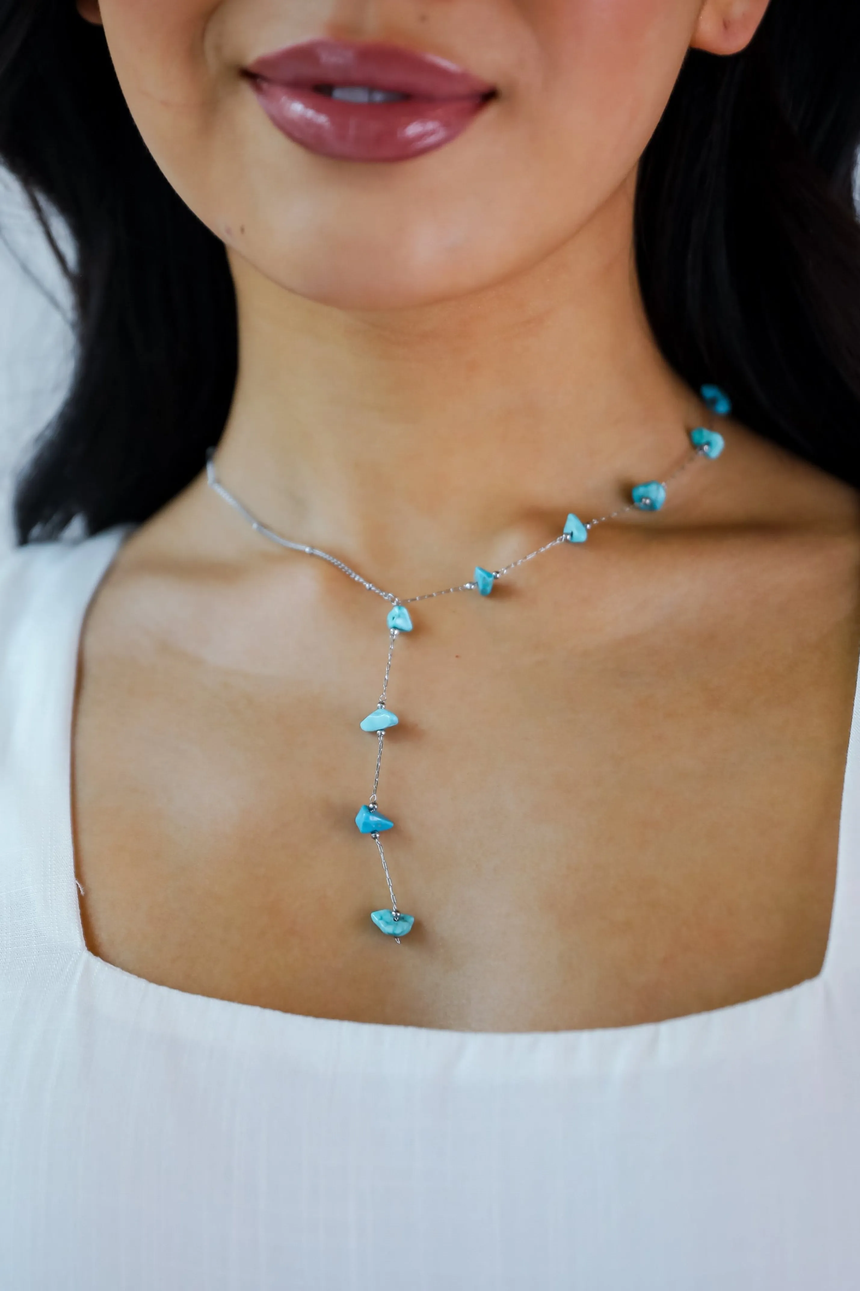 Allison Silver Stone Charm Necklace