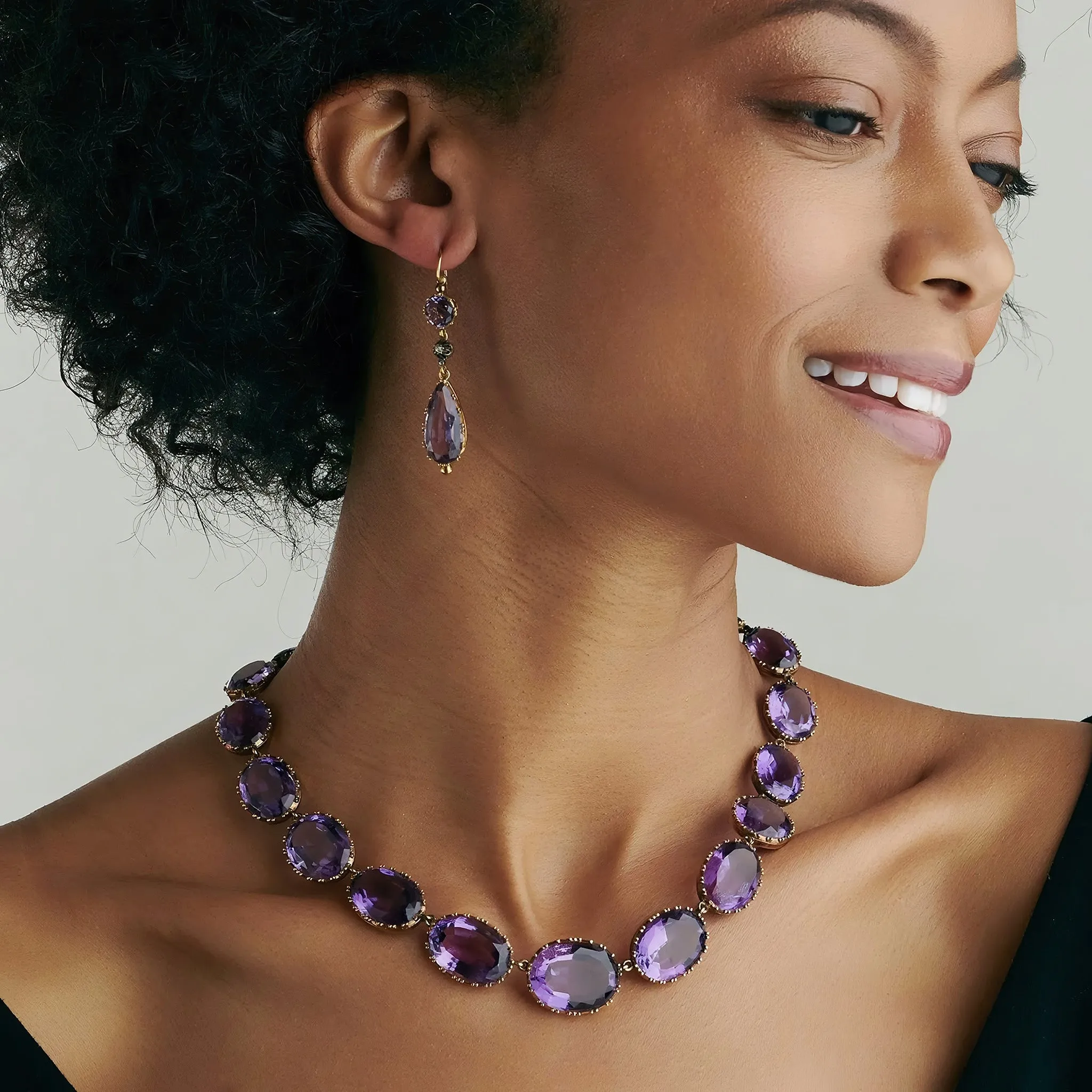 Amethyst Rivi??re Necklace and Earrings Suite