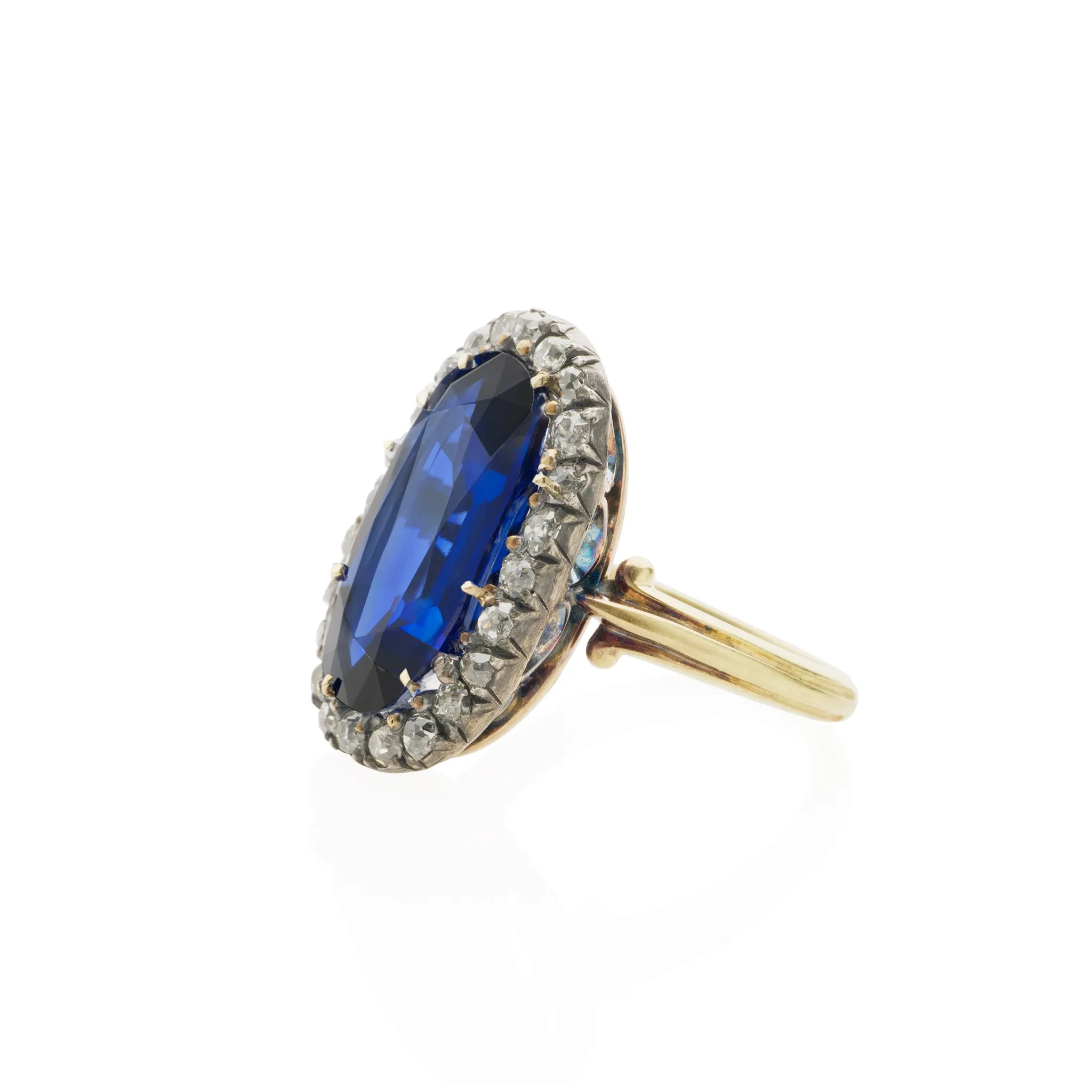 Antique AGL Burma No Heat Sapphire and Diamond Ring