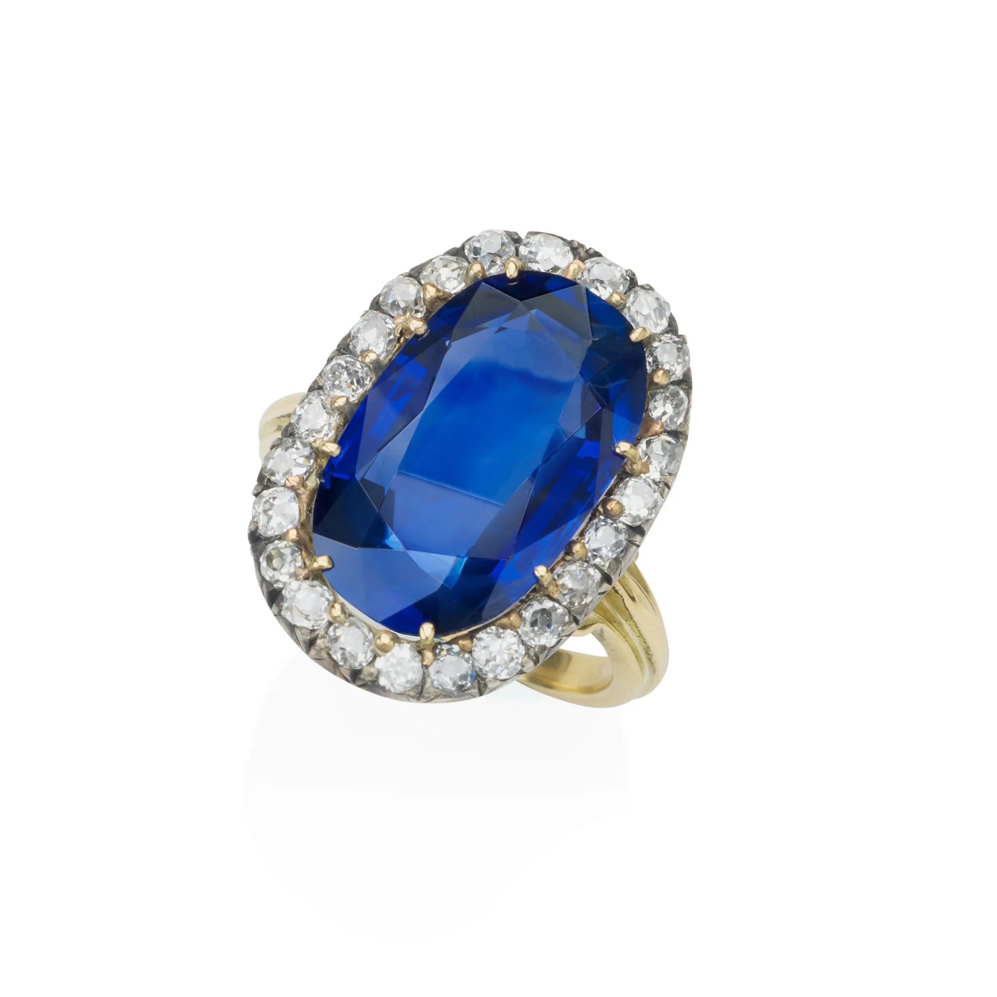 Antique AGL Burma No Heat Sapphire and Diamond Ring
