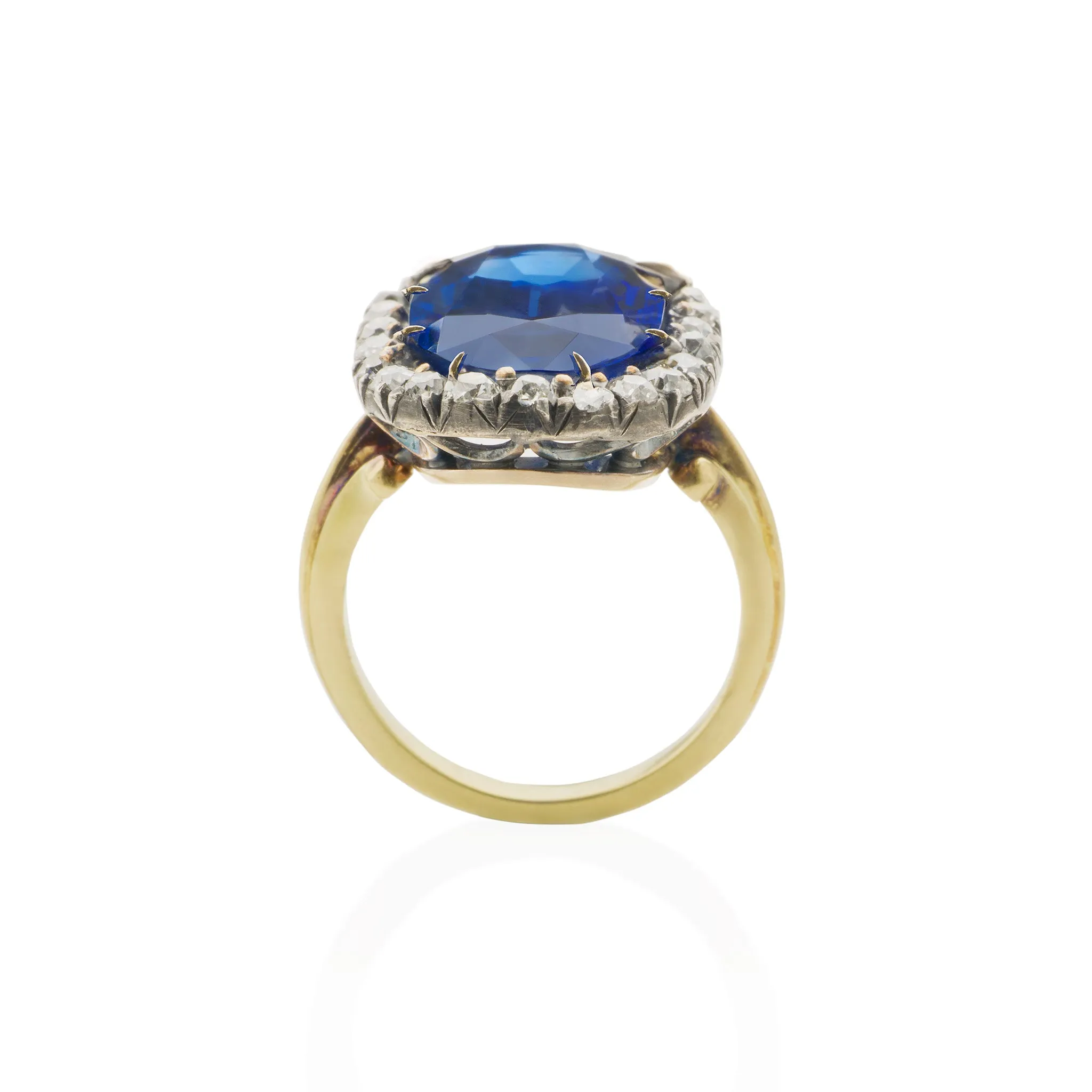 Antique AGL Burma No Heat Sapphire and Diamond Ring