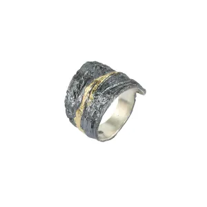 Apostolos Asymmetric Wrap Ring with 18k Gold Stripe Highlight