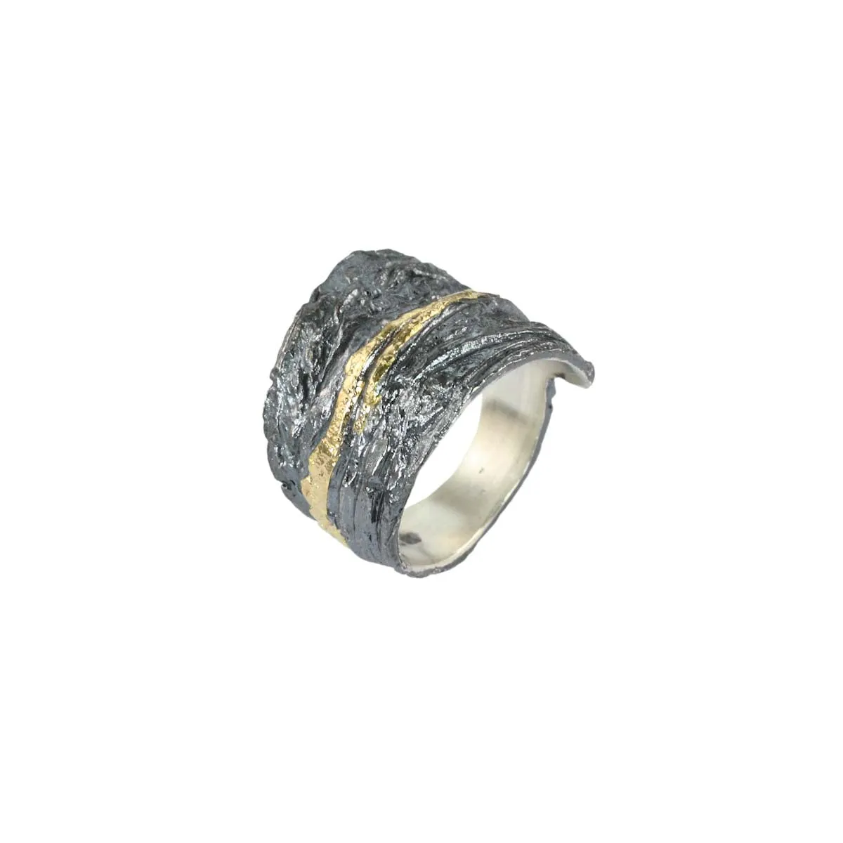 Apostolos Asymmetric Wrap Ring with 18k Gold Stripe Highlight