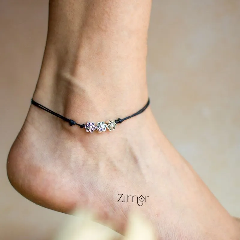 Aster Flower Charm Anklet