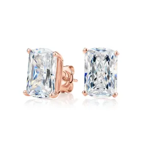 Aurora Radiant stud earrings with 6.98 carats* of diamond simulants in 10 carat rose gold