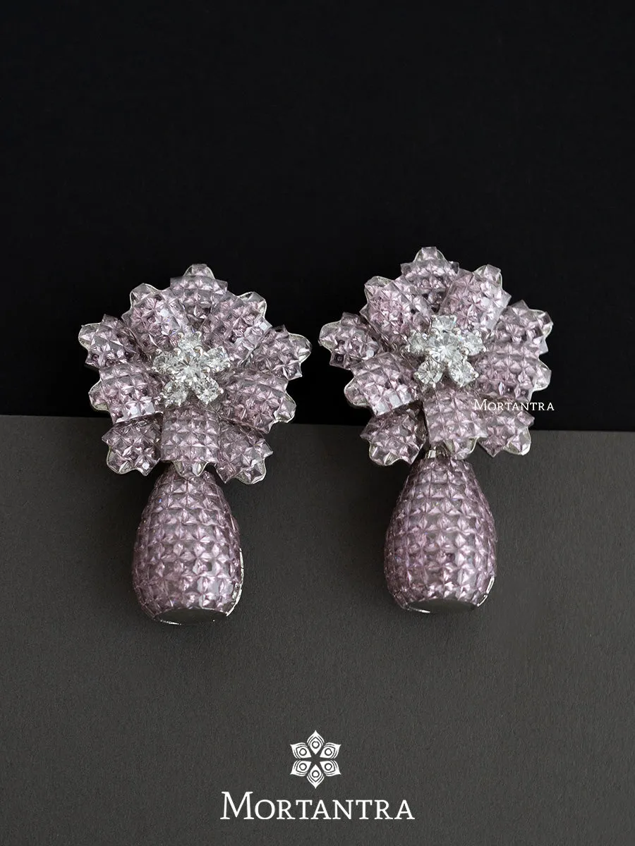 Baby Pink Color Silver Plated Faux Diamond Earrings - CZEAR499LP