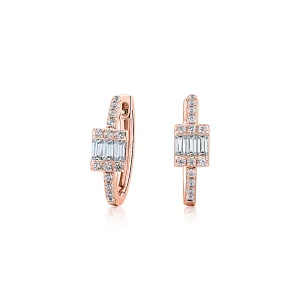 Baguette and Round Brilliant fancy earrings with 0.55 carats* of diamond simulants in 10 carat rose gold