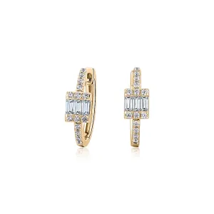 Baguette and Round Brilliant fancy earrings with 0.55 carats* of diamond simulants in 10 carat yellow gold