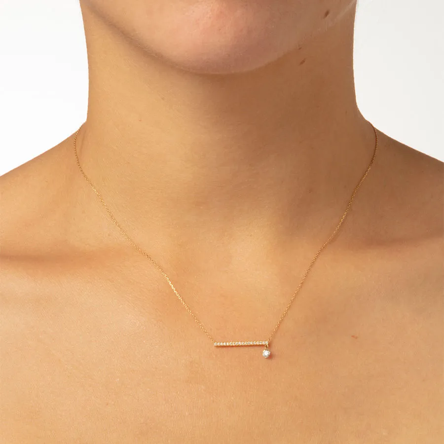 Bar Pav?? 18K Gold Necklace w. Diamonds