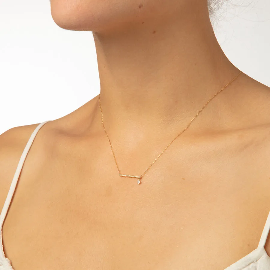 Bar Pav?? 18K Gold Necklace w. Diamonds