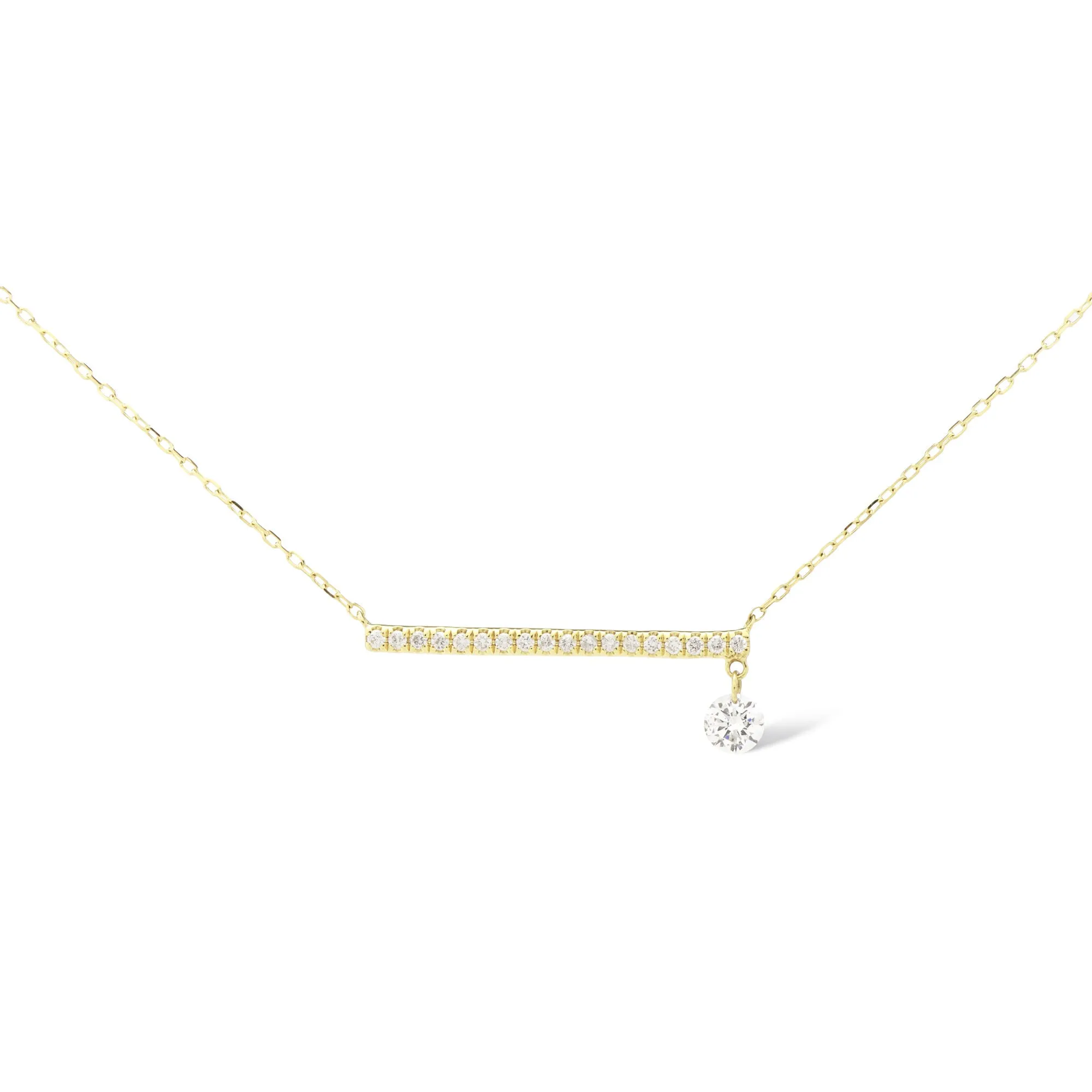 Bar Pav?? 18K Gold Necklace w. Diamonds