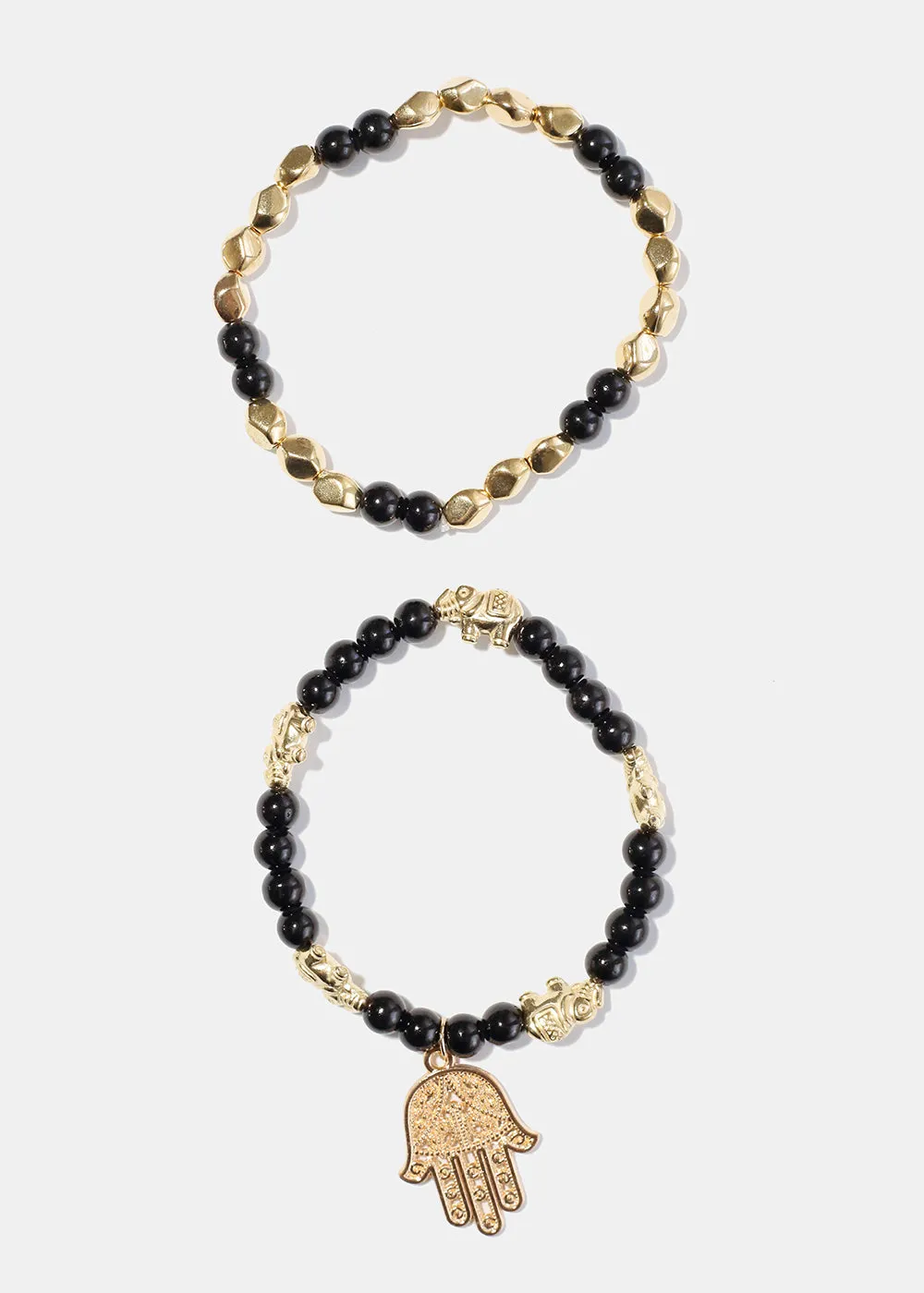 Bead Bracelet with Hamsa Hand