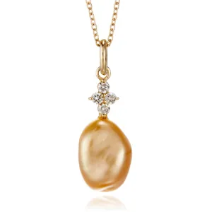 Belgravia Pendant Necklace in Golden Keshi South Sea Pearls & Diamonds