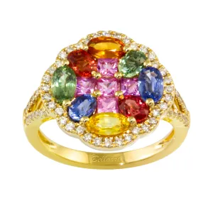 Bellarri Princessa 14k Gold Diamond & Multicolor Sapphire Ring