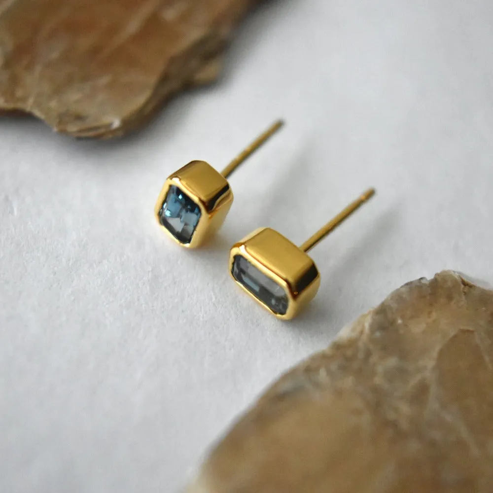Bezel Set London Blue Topaz Studs