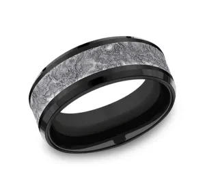 Black Titanium And Grey Tantalum Splatter 8mm Wedding Band