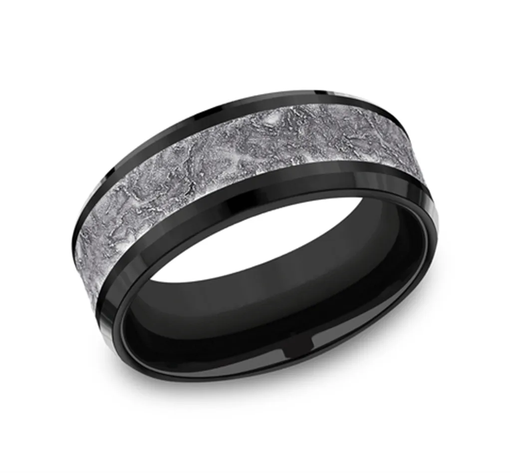 Black Titanium And Grey Tantalum Splatter 8mm Wedding Band