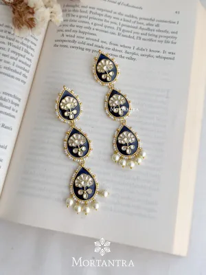 Blue Color Gold Plated Jadau Kundan Earrings - ME1052BL
