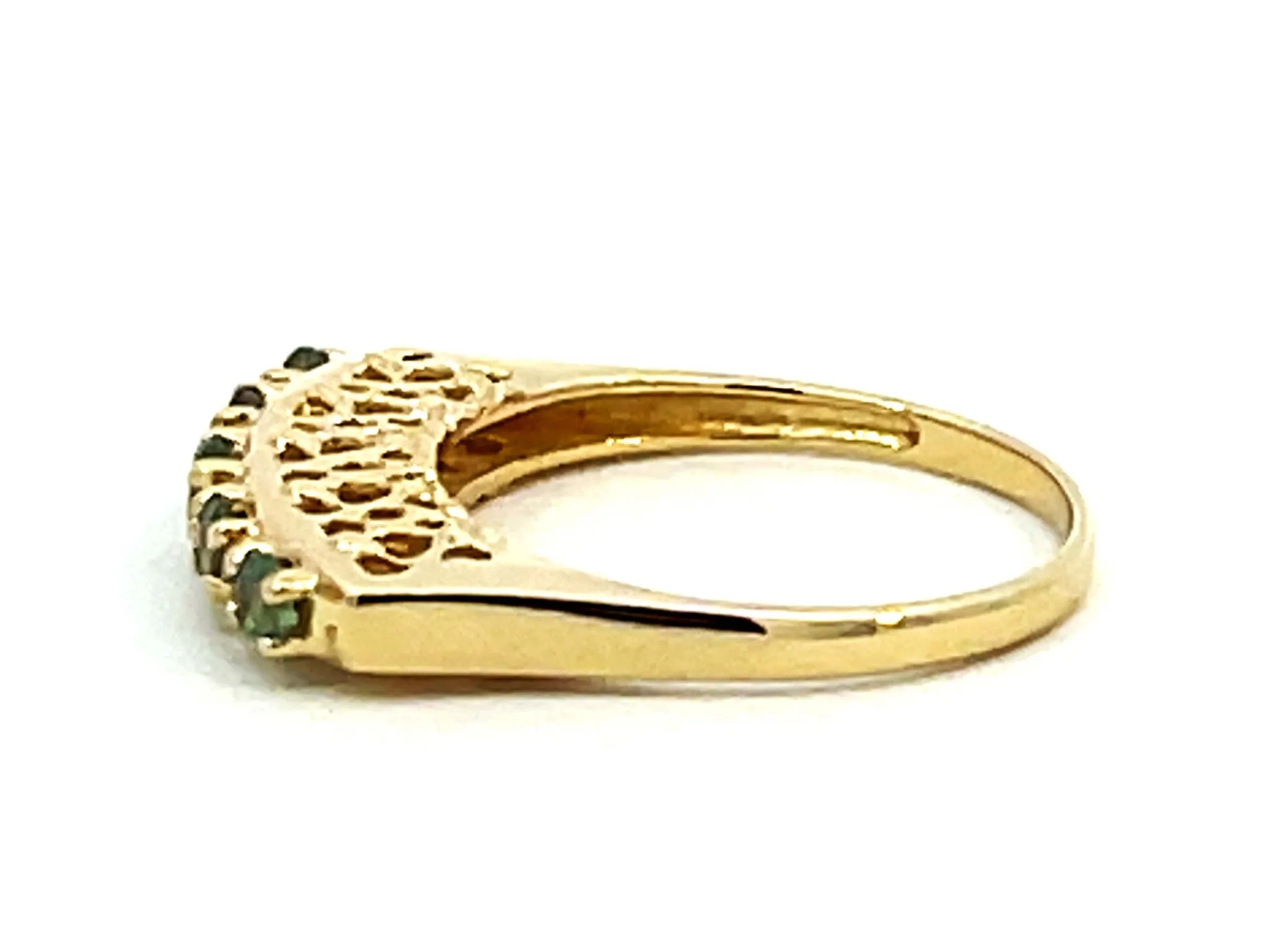 Blue Green Paraiba Color Tourmaline Band Ring 14k Yellow Gold
