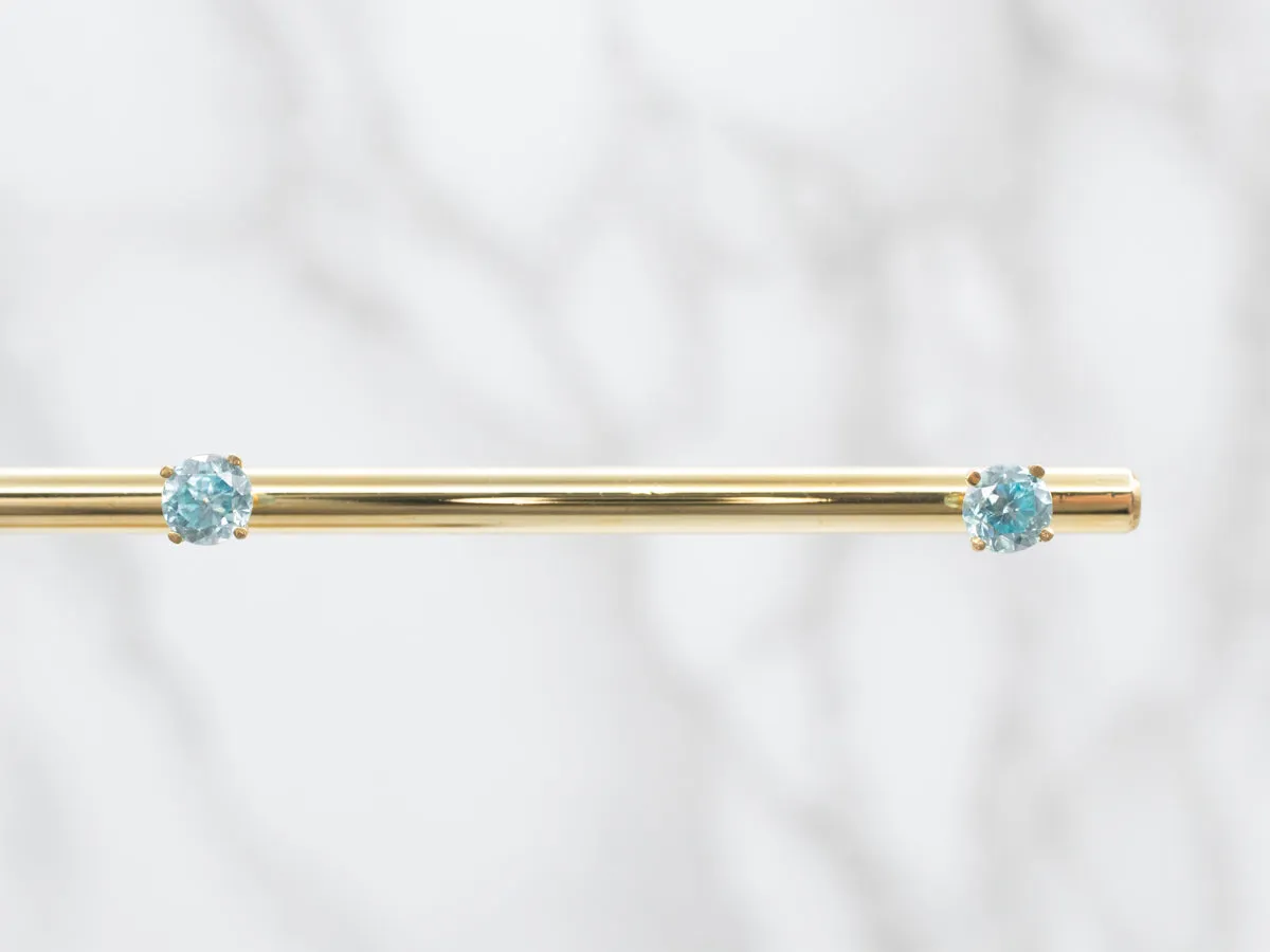 Blue Zircon 18-Karat Gold Stud Earrings
