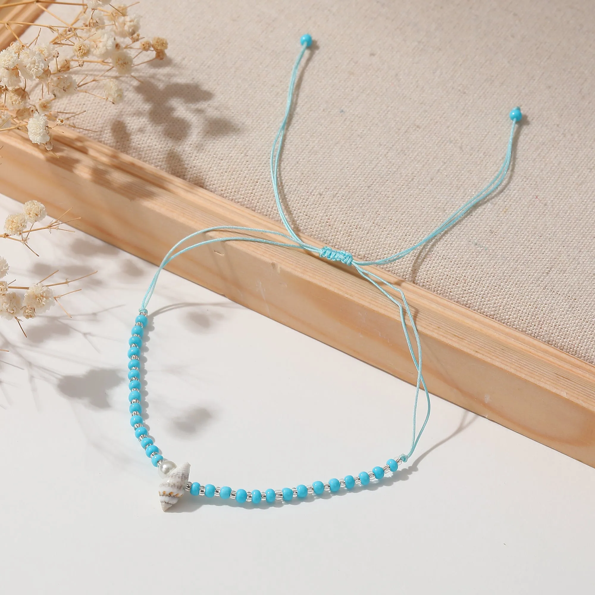 Boho Chic String Anklet with Shell Pearls & Silver Beads - Handcrafted Summer Jewelry for Women - Perfect for Beach Vacations, Festivals, or Everyday Style