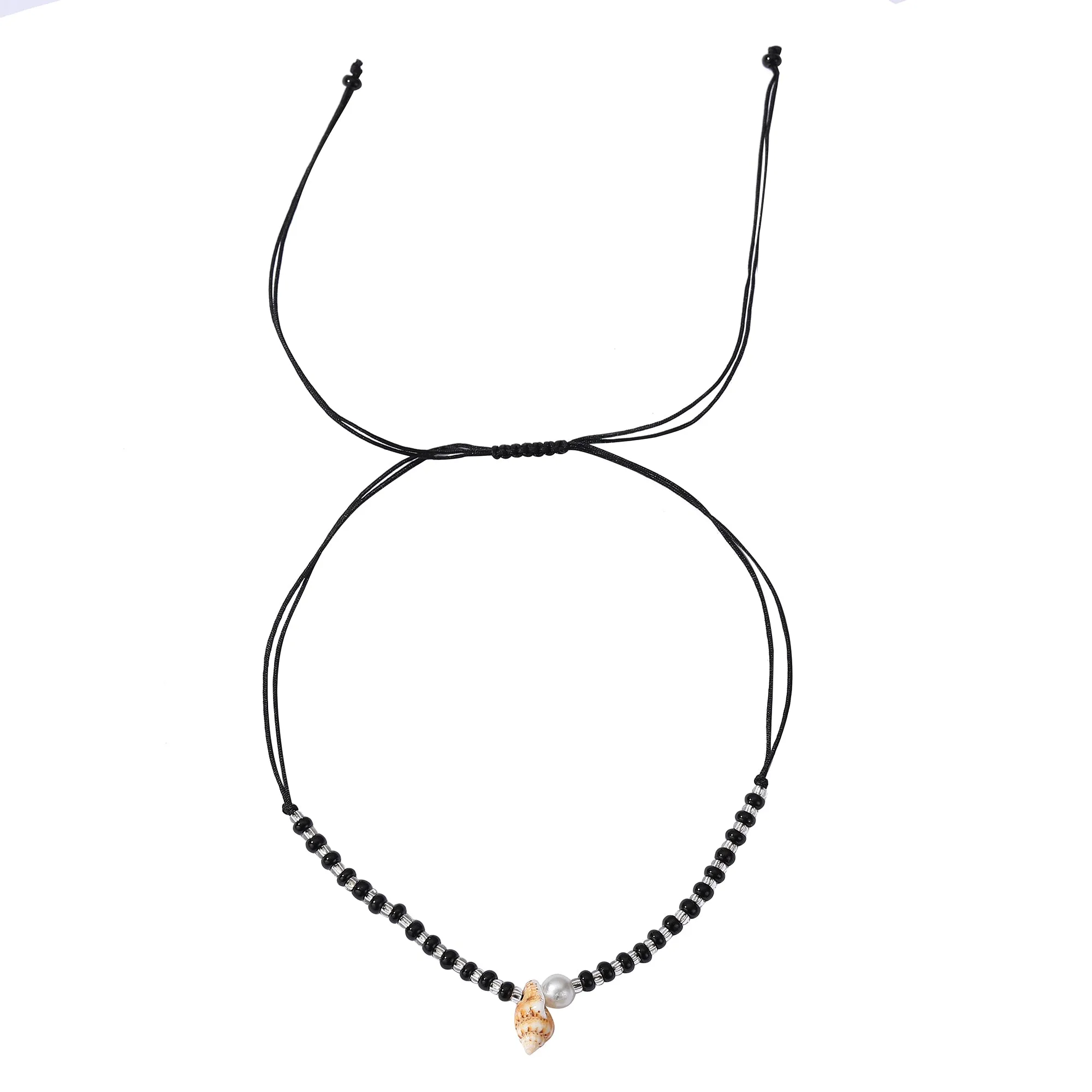 Boho Chic String Anklet with Shell Pearls & Silver Beads - Handcrafted Summer Jewelry for Women - Perfect for Beach Vacations, Festivals, or Everyday Style