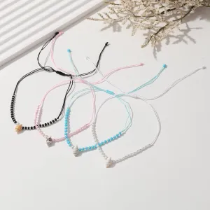 Boho Chic String Anklet with Shell Pearls & Silver Beads - Handcrafted Summer Jewelry for Women - Perfect for Beach Vacations, Festivals, or Everyday Style