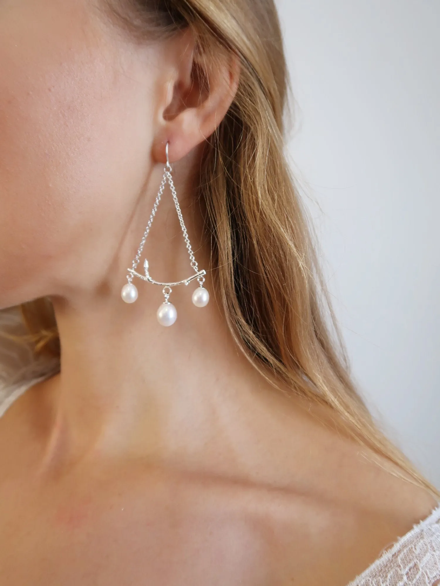 Branch Chandelier Earrings with Pearls