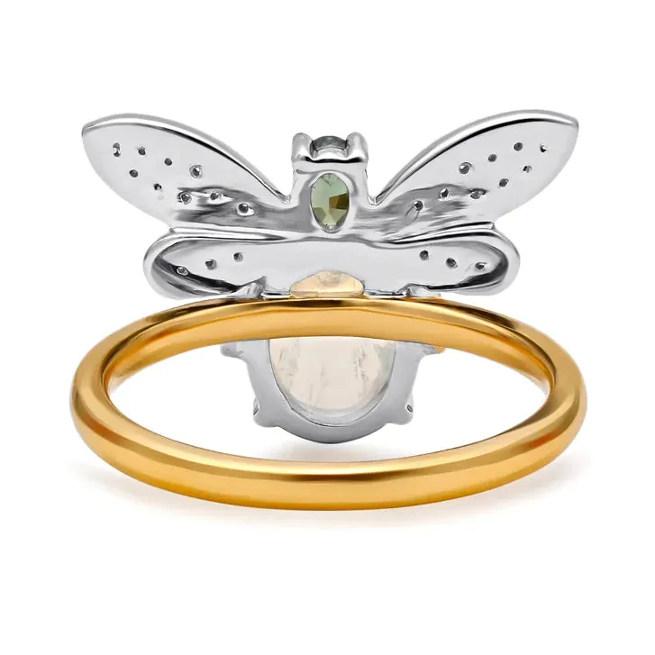 Bumble Bee Moonstone and Alexandrite Ring