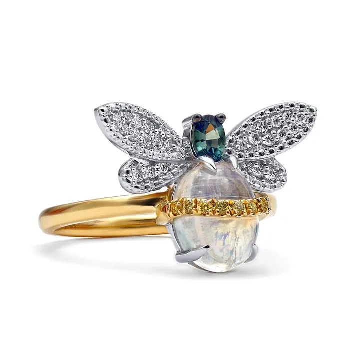 Bumble Bee Moonstone and Alexandrite Ring