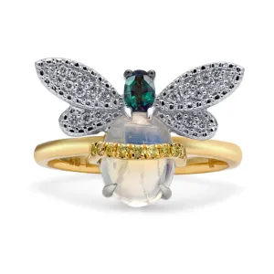 Bumble Bee Moonstone and Alexandrite Ring