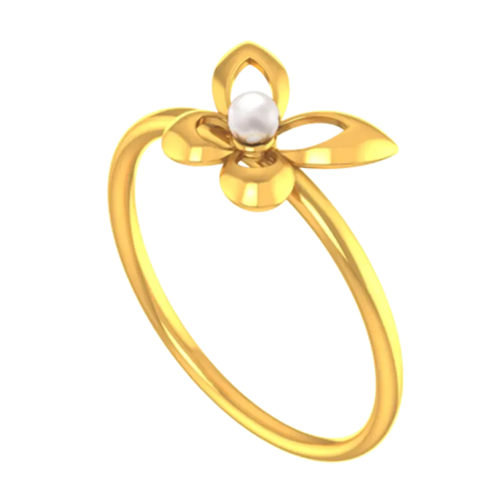 Butterfly Shaped 22k Gold Ring With A Pearl Centre