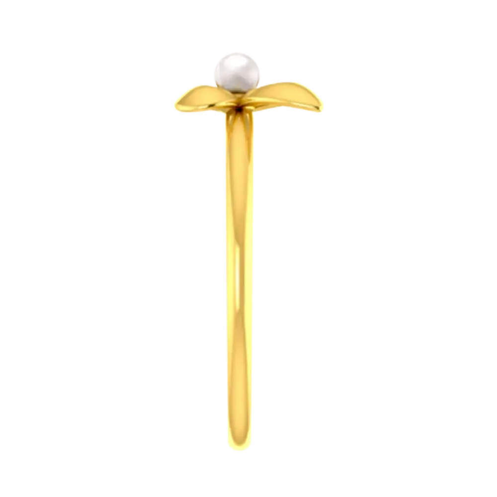 Butterfly Shaped 22k Gold Ring With A Pearl Centre