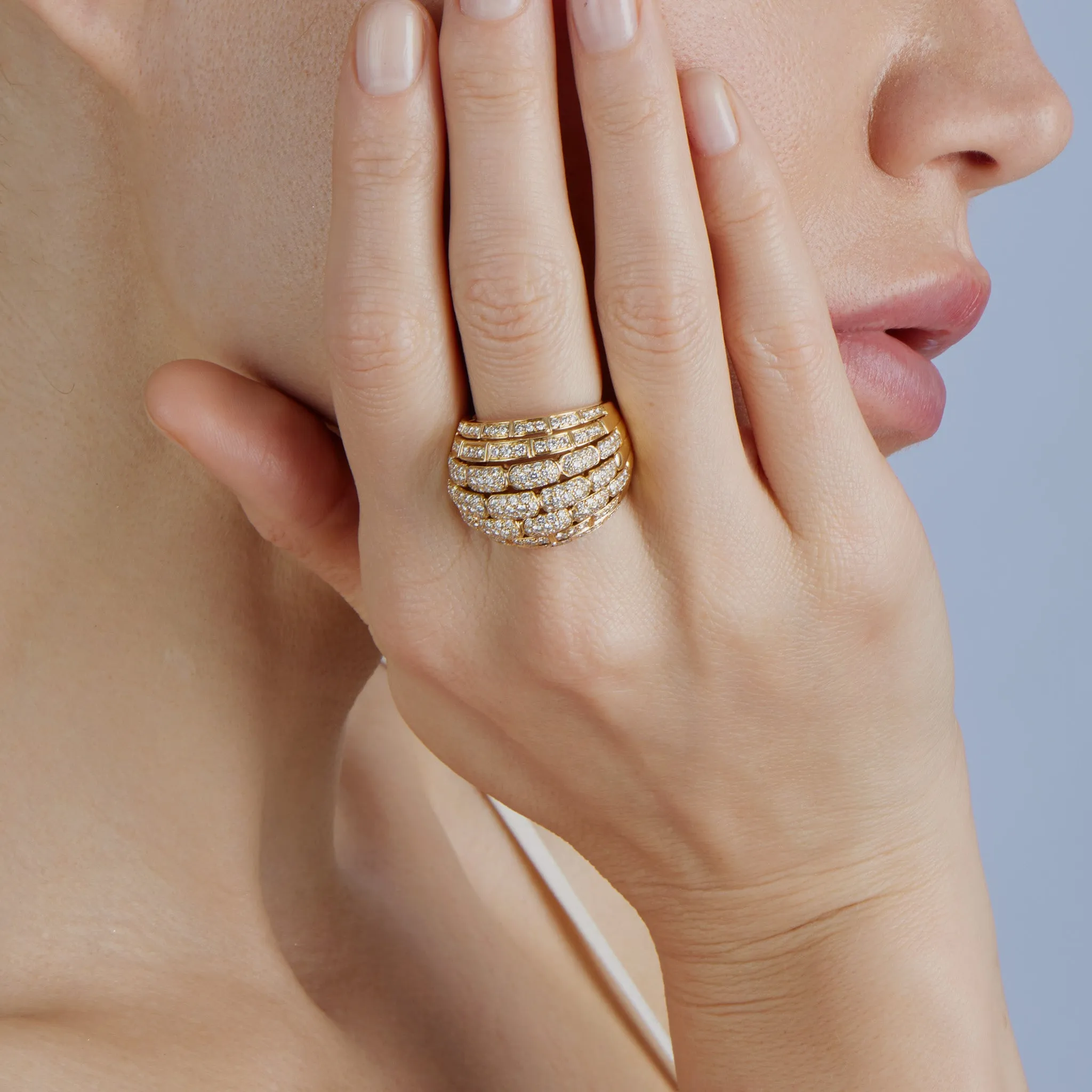 Cartier Paris 18K Gold and Diamond "Maillon Panth??re" Bomb?? Ring