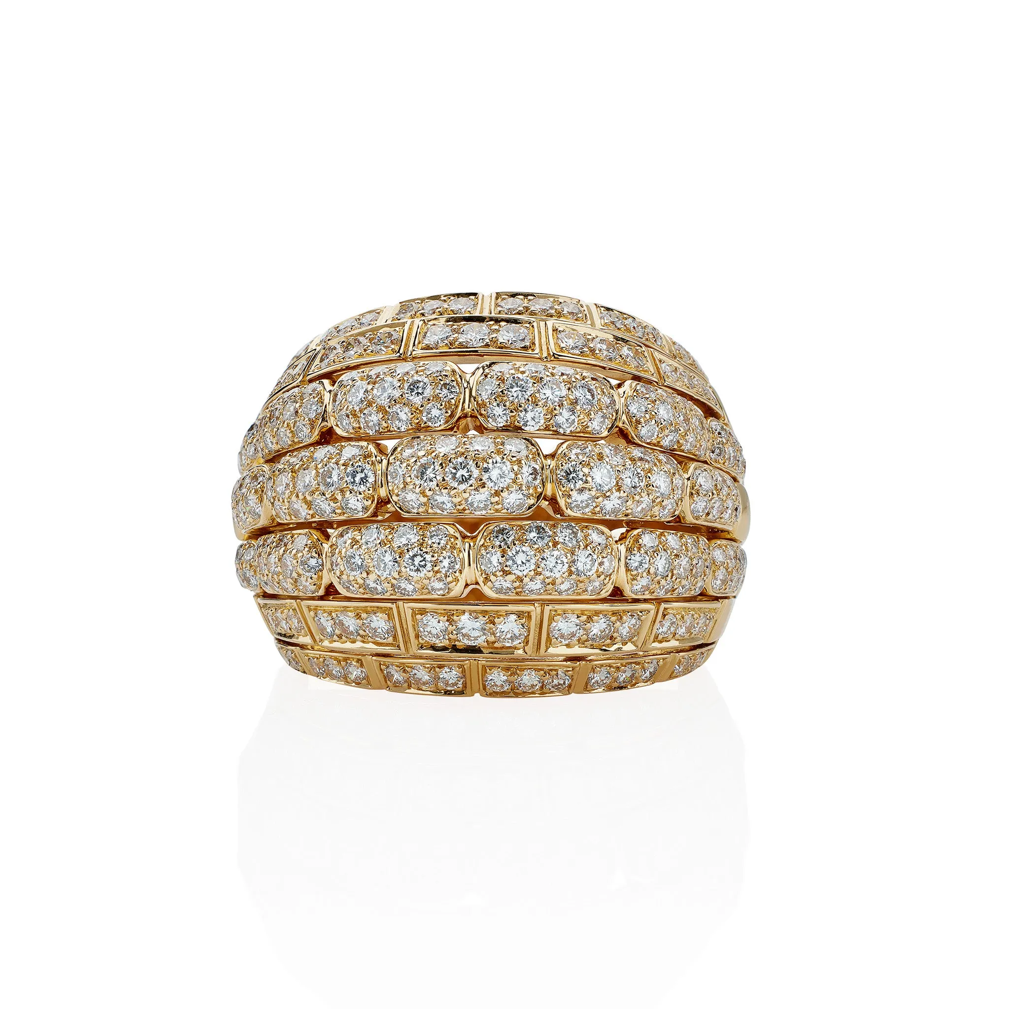 Cartier Paris 18K Gold and Diamond "Maillon Panth??re" Bomb?? Ring
