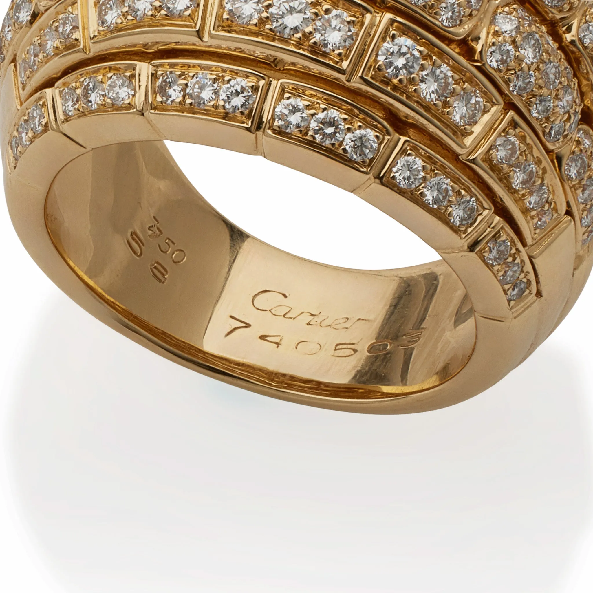Cartier Paris 18K Gold and Diamond "Maillon Panth??re" Bomb?? Ring