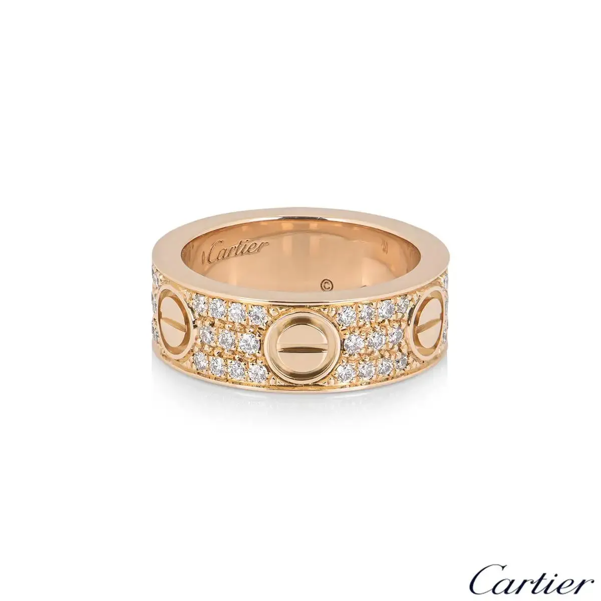 Cartier Rose Gold Pave Diamond Love Ring