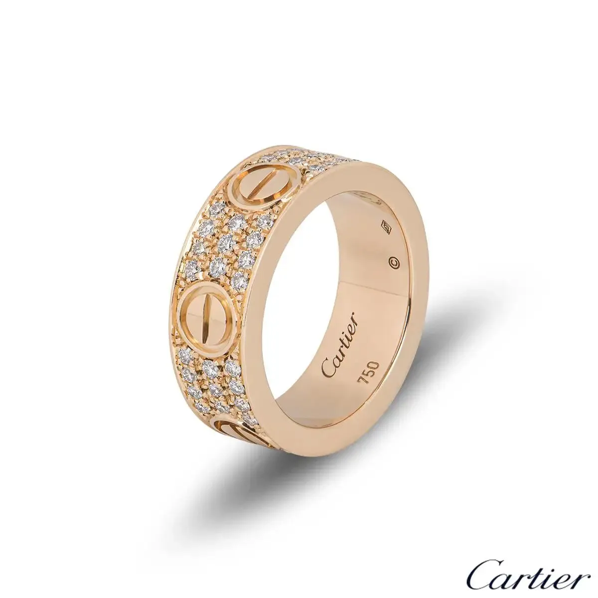 Cartier Rose Gold Pave Diamond Love Ring