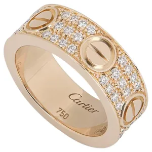 Cartier Rose Gold Pave Diamond Love Ring