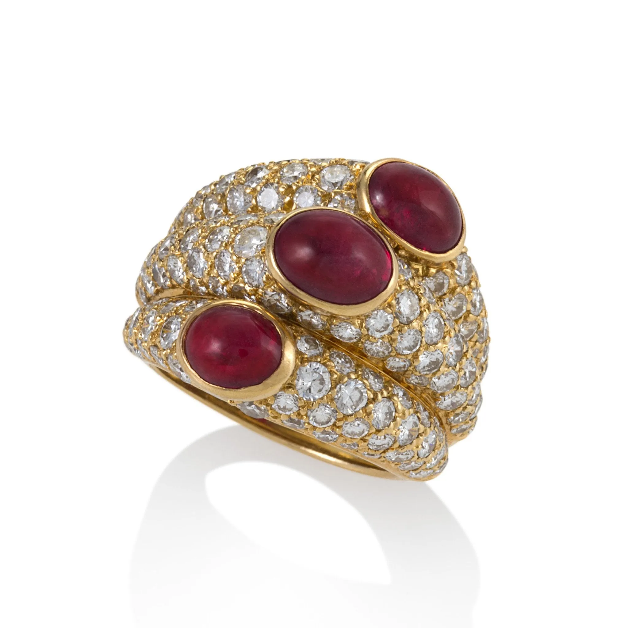 Cartier Ruby and Diamond ??Three Band?? Ring
