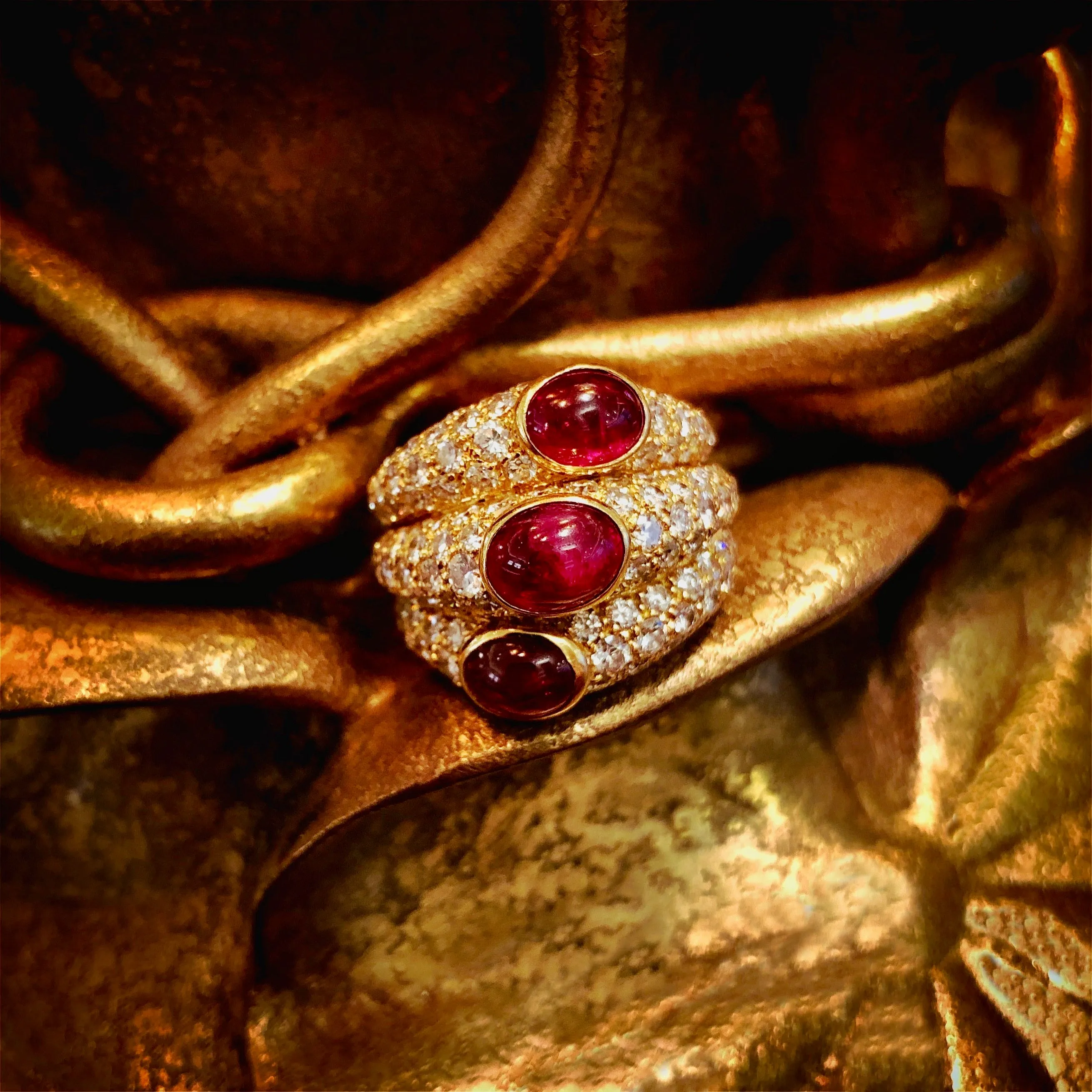 Cartier Ruby and Diamond ??Three Band?? Ring