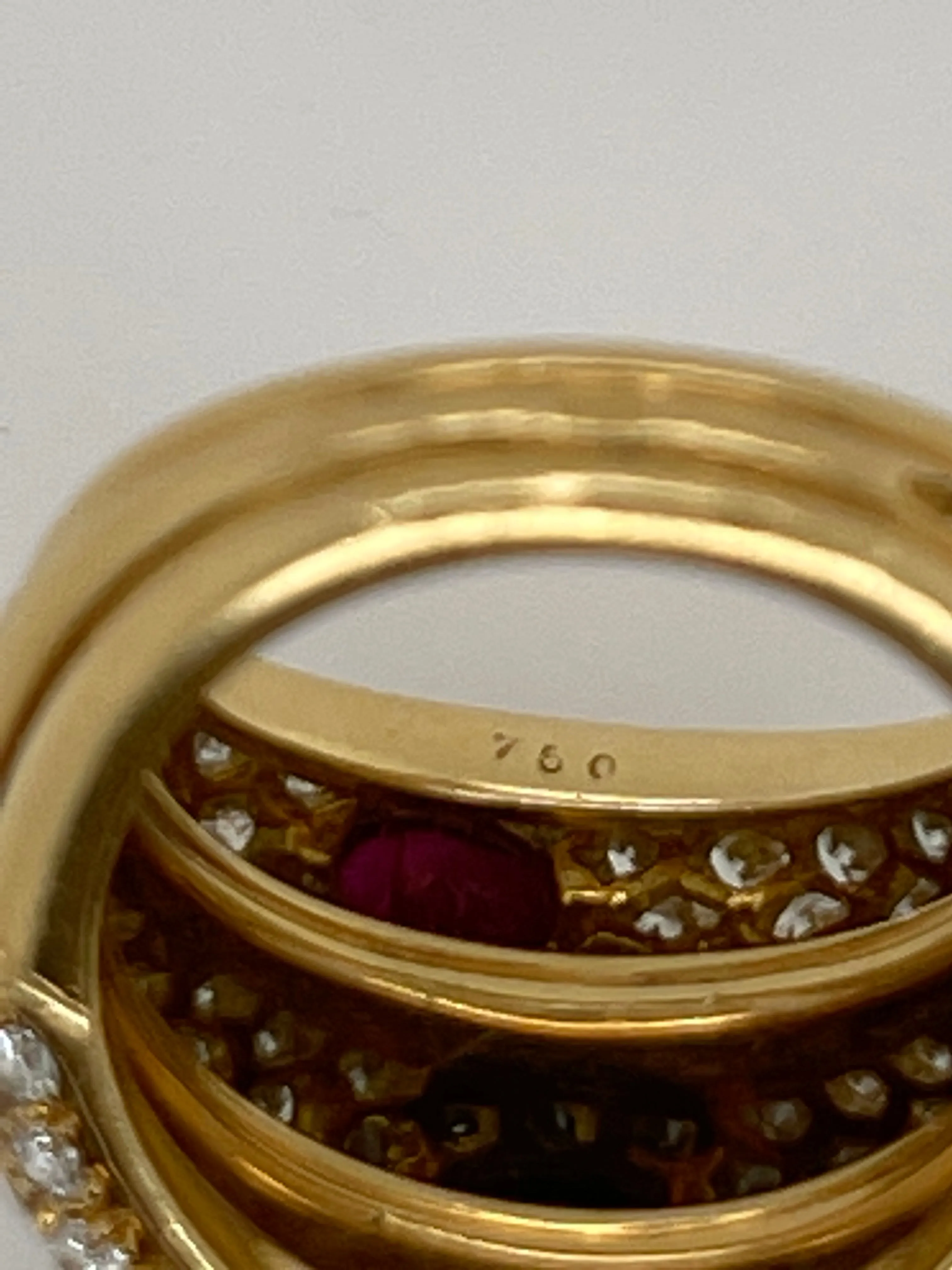 Cartier Ruby and Diamond ??Three Band?? Ring
