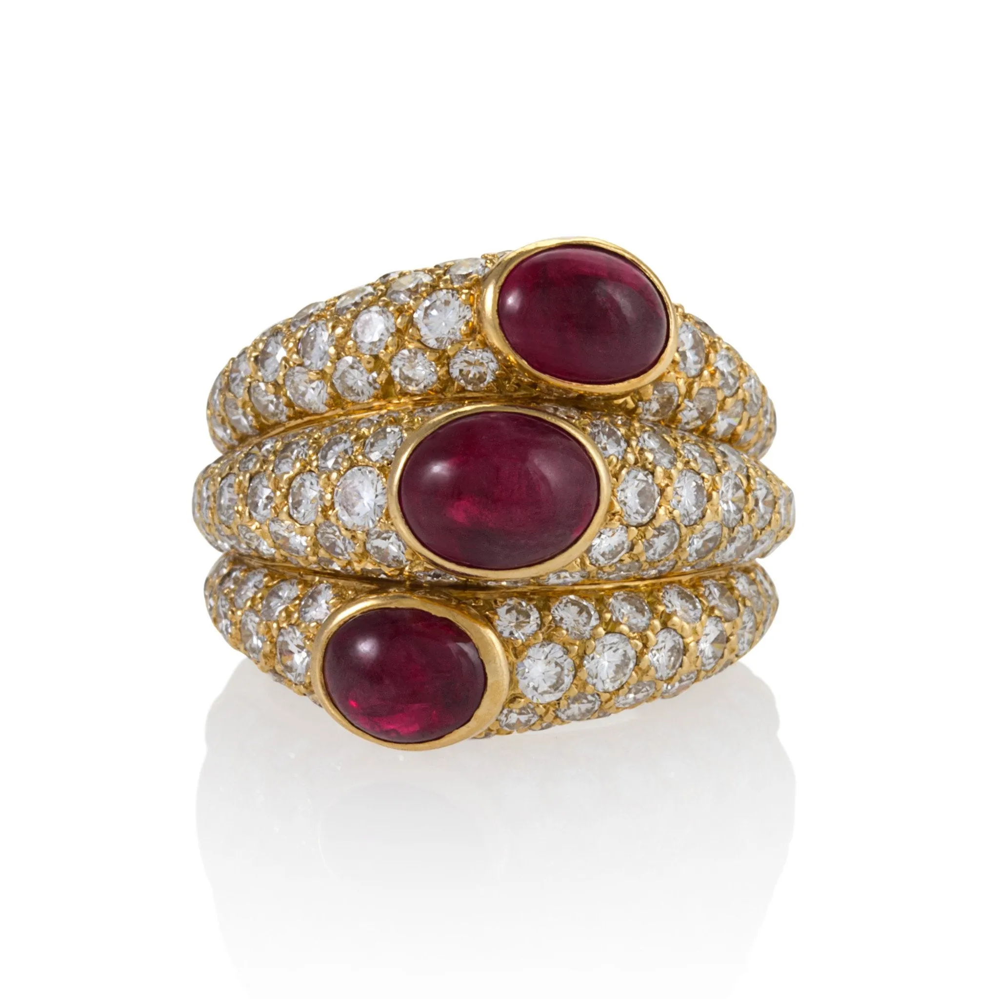 Cartier Ruby and Diamond ??Three Band?? Ring