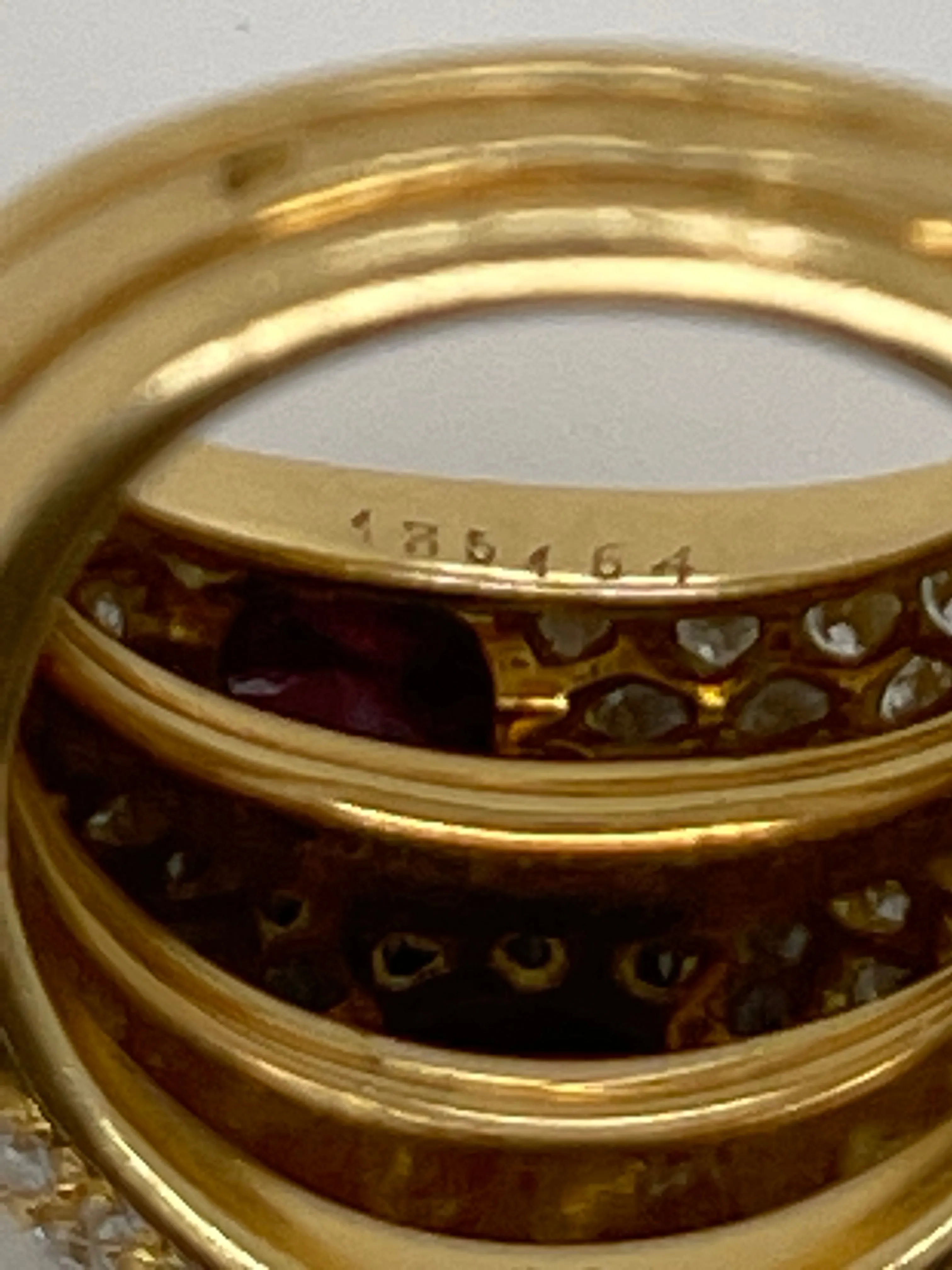 Cartier Ruby and Diamond ??Three Band?? Ring