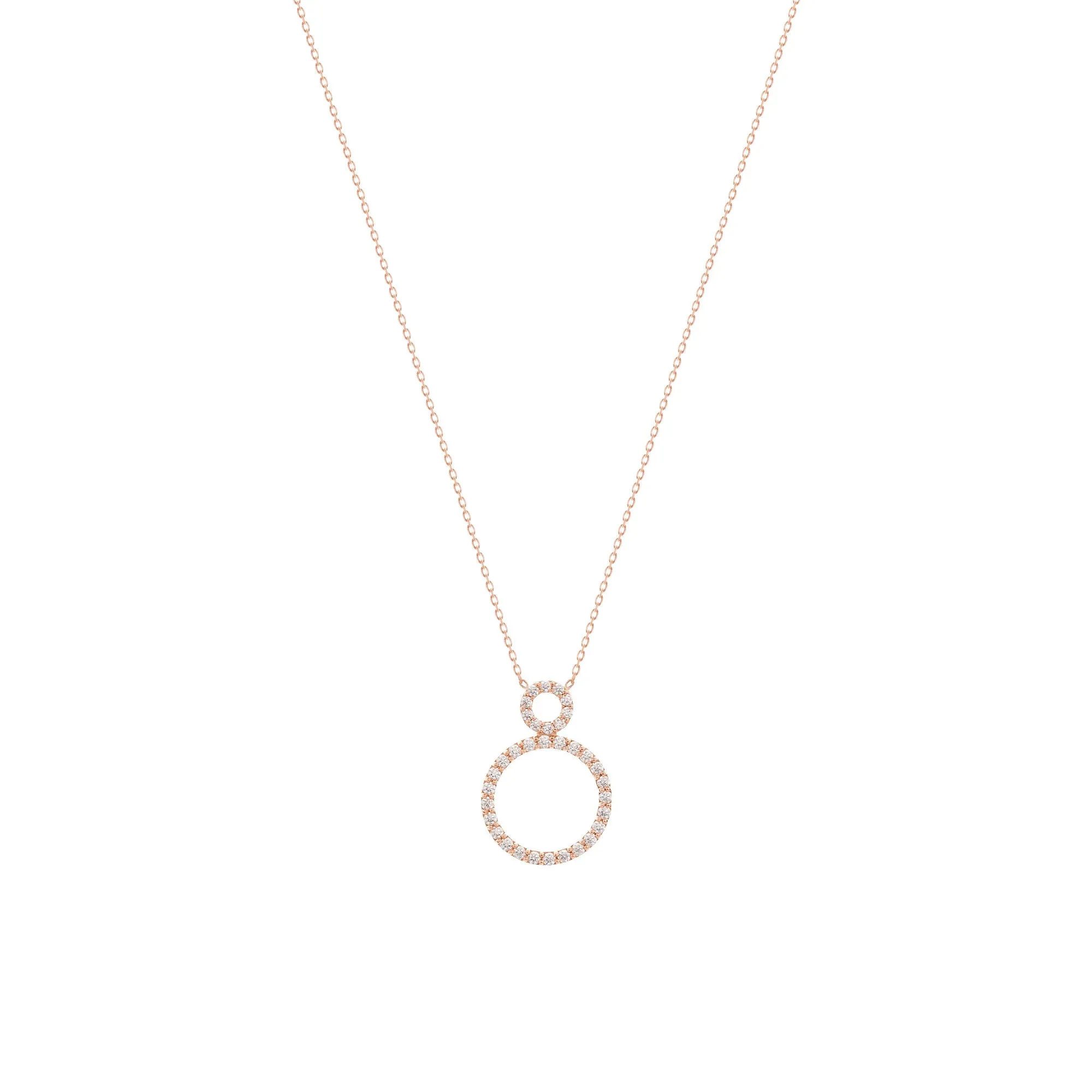 Circle 18K Rose Gold Necklace w. Diamonds
