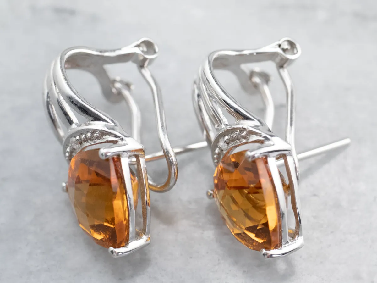 Citrine and Diamond White Gold Earrings